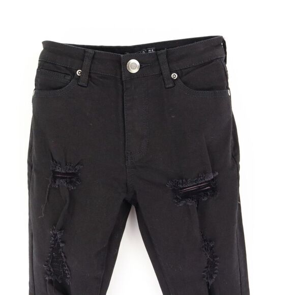 Boohoo Skinny Jeans Distressed Mid Rise Womens‎ Size 4P Black Denim Stretch NWT - Picture 4 of 7